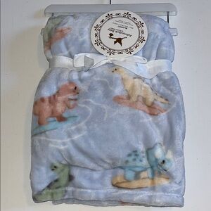 Dinosaurs Surfing  Adirondack Berkshire security Blanket Baby Boy  blue